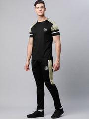 Louis Vicaci Summer Active Wear Tracksuit For Men-Black with Grey Pannels-SP1745/RT2429