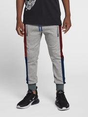 Next Slim Fit Jogger Trouser For Kids-Grey Melange with Dark Maroon & Dark Navy Panels-SP2631