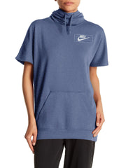 NK Fleece Short Sleeve Hoodie For Ladies-Purple Melange-SP803