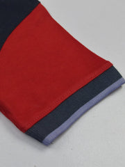 Summer Panel Polo Shirt For Kids-Peach with Red & Navy-SP1697/RT2408