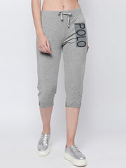 NYC Polo Fleece Gathering Bottom Capri For Ladies-Grey Melange-SP2012