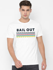 Bail Out Single Jersey Crew Neck Tee Shirt For Men-White-SP2336