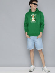 Next Fleece Pullover Hoodie For Men-Green With Print-SP327