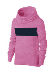P&B Fleece Pullover Hoodie For Men-Magenta Melange With Navy Panel-SP733