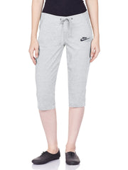 Nk Fleece Gathering Bottom Capri For Ladies-Grey Melange-SP577
