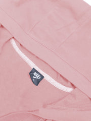 NK Terry Fleece Long V Neck Hoodie For Ladies-Light Pink-BE191