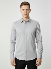 Rawgear 4 Side Lycra Slim Fit Long Sleeve Casual Shirt For Men-Light Grey-RG03