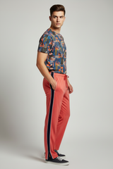 Stylish Regular Fit Single Jersey Summer Trouser For Men-Red Melange-NST04