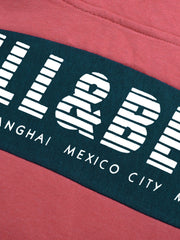 P&B Fleece Pullover Hoodie For Men-Dark Pink Melange With Prussian Blue Panel-SP636/RT2157