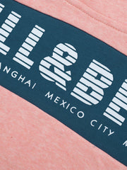 P&B Fleece Pullover Hoodie For Men-Pink Melange With Navy Panel-SP627