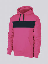 P&B Fleece Pullover Hoodie For Men-Pink With Navy Panel-SP734