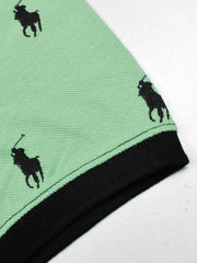 PRL Summer Polo Shirt For Men-Light Green with Allover Print-SP1444/RT2335