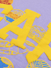 Summer Single Jersey Crew Neck Tee Shirt For Kids-Purple With Print-AN4156