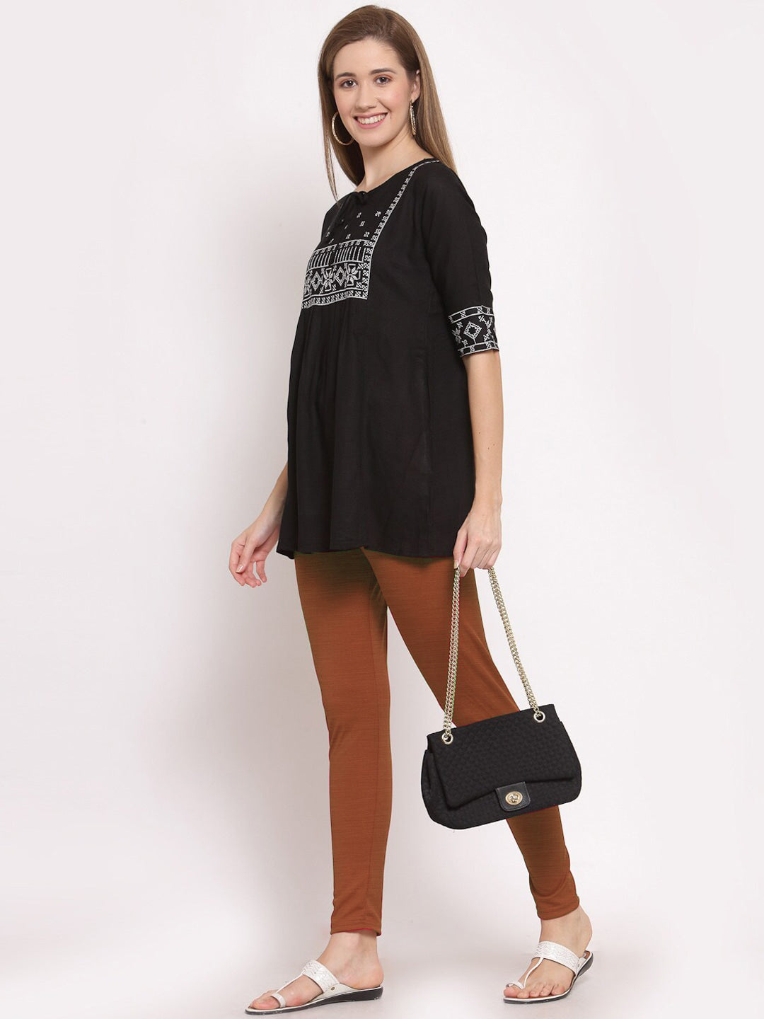 Bella Couture Summer Leggings For Ladies-Coral Brown-SP2041