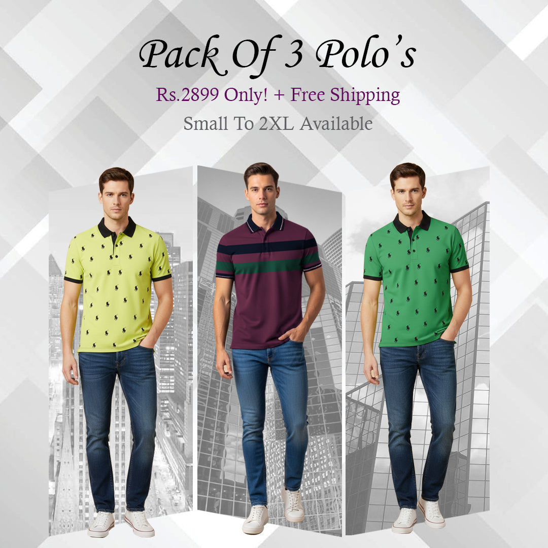 Polo Bundle - 3 Polo Shirts in Rs.2899 only!