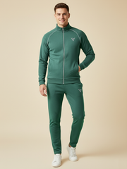 Louis Vicaci Fleece Zipper Tracksuit For Men-Green-LVTS06