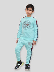 U.S Polo Assn Fleece Tracksuit For Kids-Cyan Blue-BE96/BR912