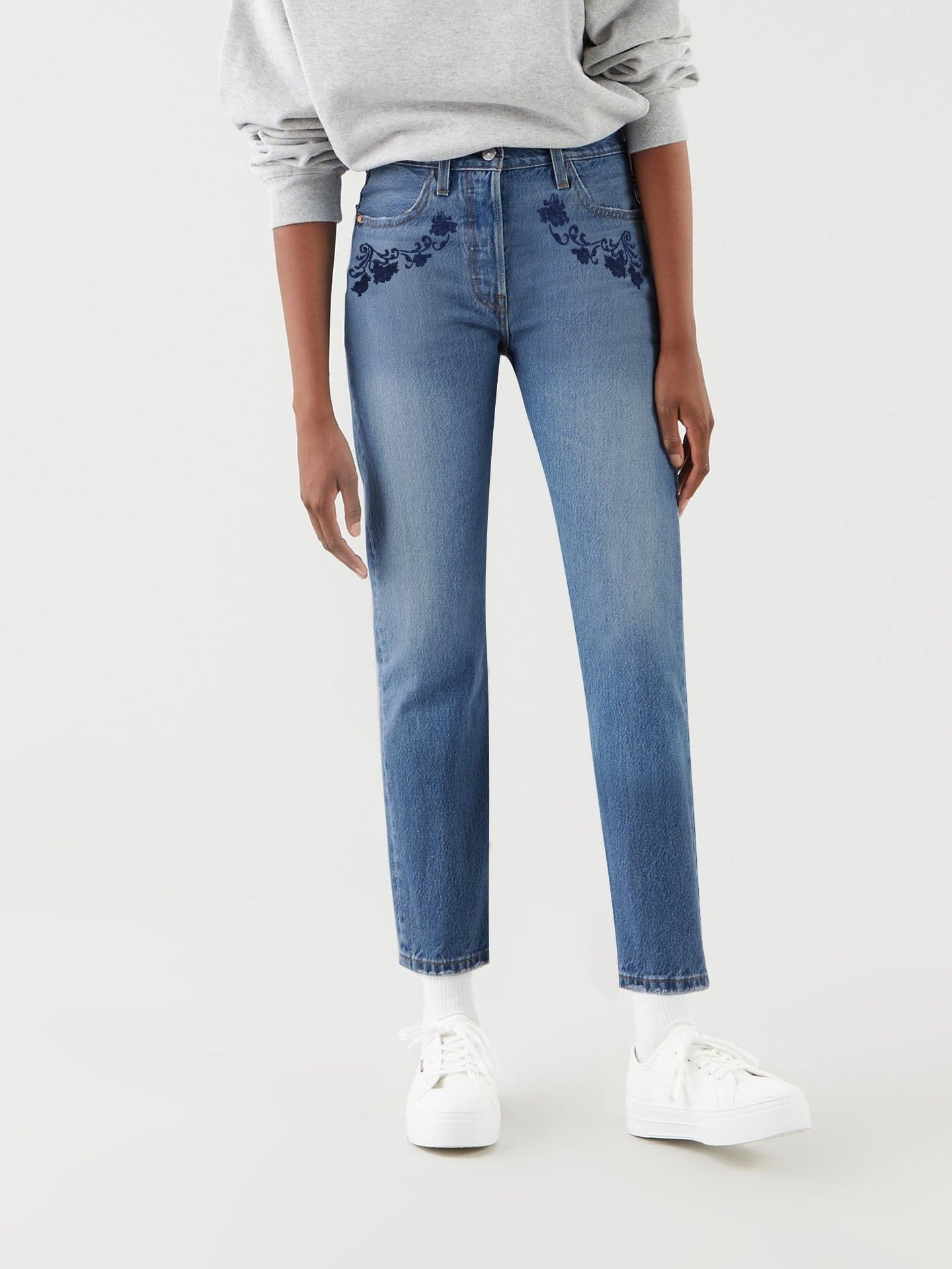 F&F Slim Fit Non Stretch Denim For Ladies-Blue Faded-SP2569