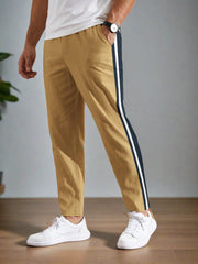 Louis Vicaci Slim Fit Active Wear Summer Trouser For Men-Teal Brown with Stripes-SP2607/RT2528