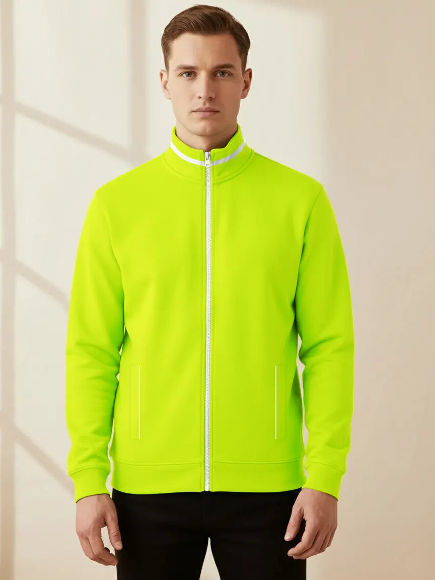 Louis Vicaci Fleece Zipper Mockneck For Men-Lime Green-PSS004