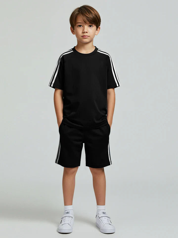 Ads Summer T Shirt & Short Suit For Kids-Black-BE3229/BR15684
