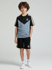 Ads Summer T Shirt & Short Suit For Kids-Bond Blue with Black & Brown, Skin Stripe-BE3303/BR15741