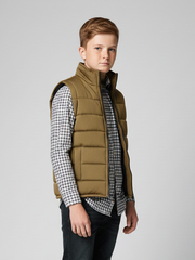 Payper Winter Sleeveless Zipper Mockneck Jacket For Kids-Brown-PSJ03