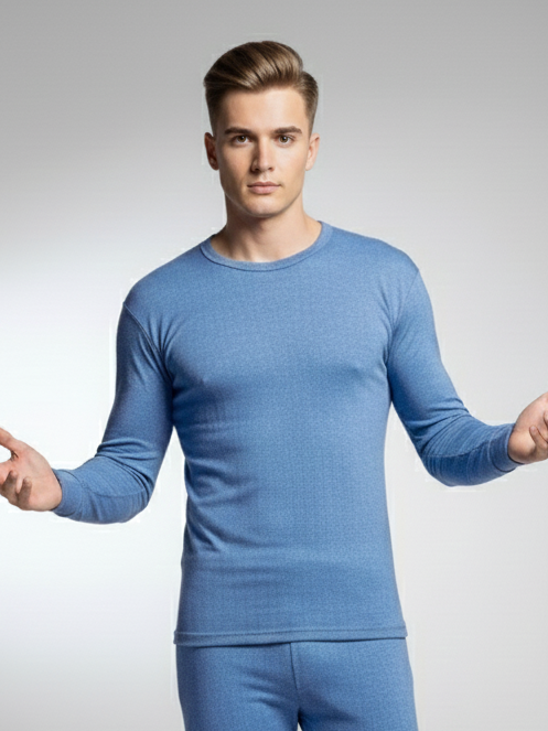 Long Sleeve Thermal Warmer Shirt For Men-Blue-TVS10
