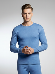 Long Sleeve Thermal Warmer Shirt For Men-Blue-TVS10