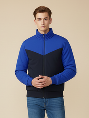 Payper Winter Zipper Mockneck Jacket For Men-Royal Blue & Dark Navy-PHPH34