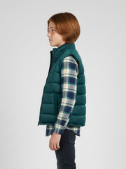 Payper Winter Sleeveless Zipper Mockneck Jacket For Kids-Pine Green-PSJ08