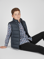 Payper Winter Sleeveless Zipper Mockneck Jacket For Kids-Dark Grey-PSJ04