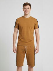 Summer Co Ord Set For Men-Brown & Navy-BE5227
