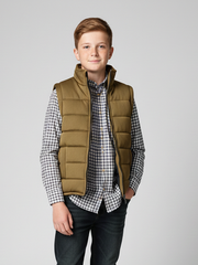 Payper Winter Sleeveless Zipper Mockneck Jacket For Kids-Brown-PSJ03