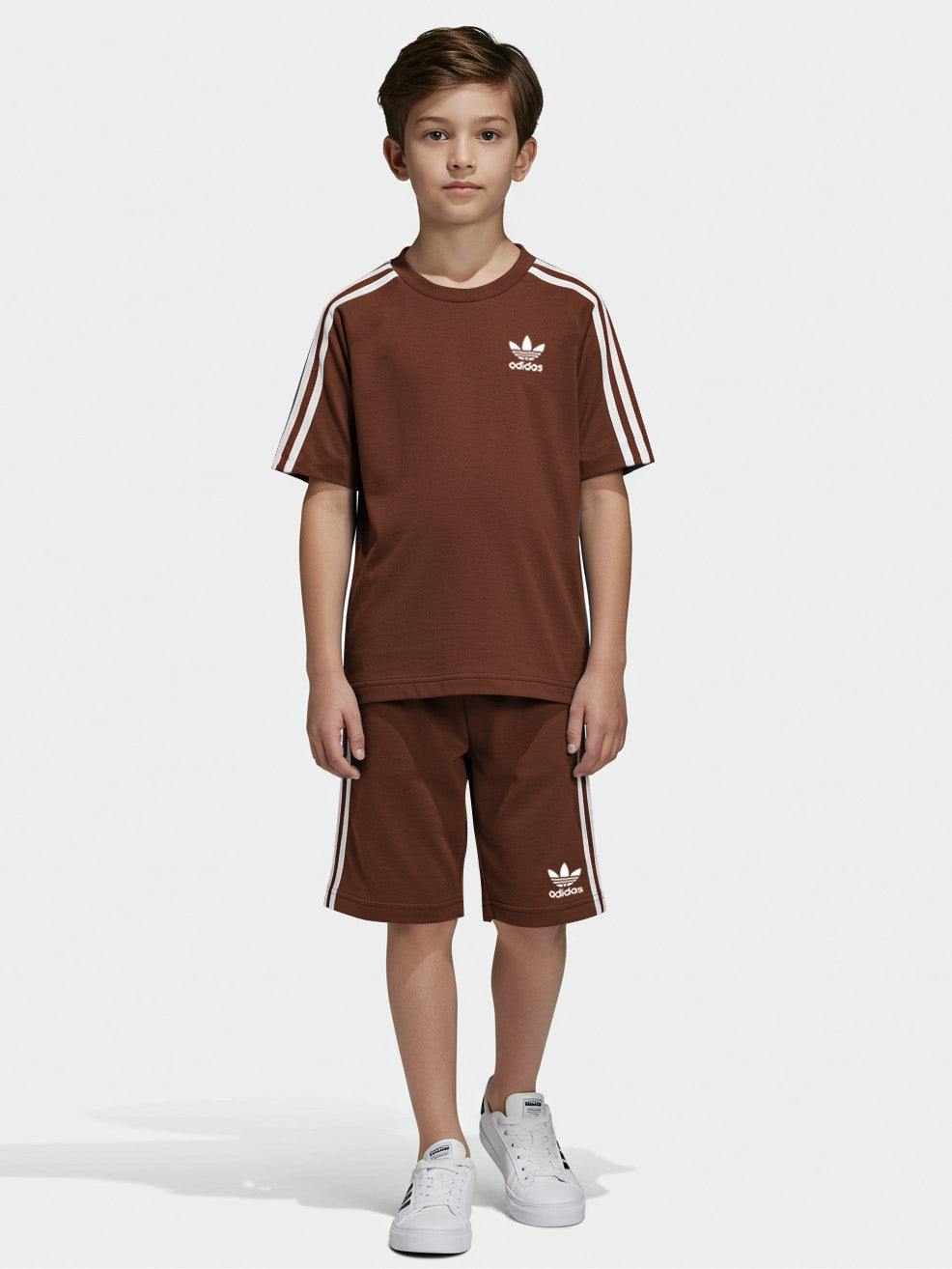 Ads Summer T Shirt & Short Suit For Kids-Dark Brown-BE3267/BR15697
