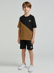 Ads Summer T Shirt & Short Suit For Kids-Golden with Black-BE3270/BR15708