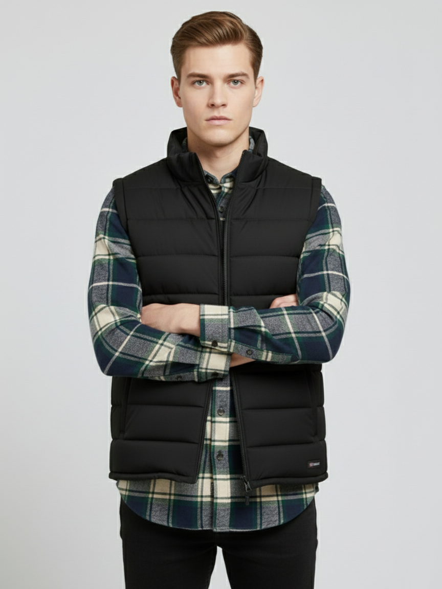 Payper Winter Sleeveless Zipper Mockneck Jacket For Men-Black-PH33