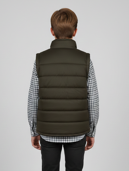 Payper Winter Sleeveless Zipper Mockneck Jacket For Kids-Chocolate-PSJ05