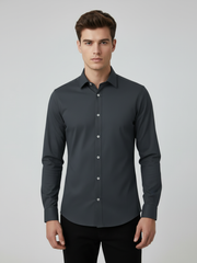Rawgear 4 Side Lycra Slim Fit Long Sleeve Casual Shirt For Men-Dark Grey-RG11