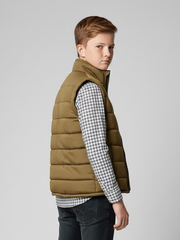 Payper Winter Sleeveless Zipper Mockneck Jacket For Kids-Brown-PSJ03