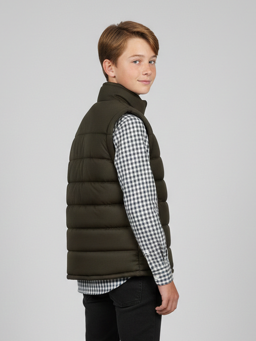 Payper Winter Sleeveless Zipper Mockneck Jacket For Kids-Chocolate-PSJ05