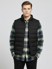 Payper Winter Sleeveless Zipper Mockneck Jacket For Men-Black-PH33