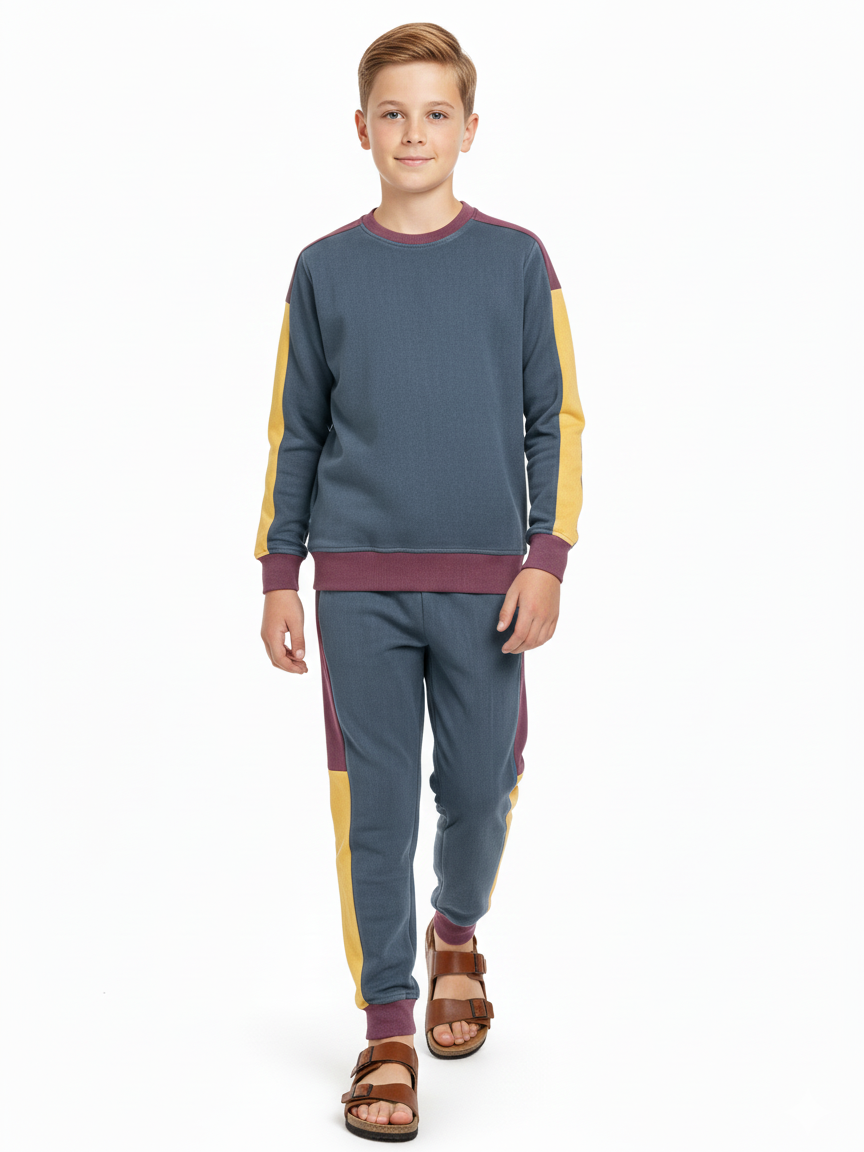 Stylish Dry Fit Tracksuit For Kids-Grey-SDF03