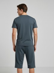 Summer Co Ord Set For Men-Dark Grey-BE9071