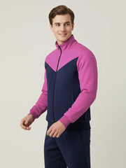 Payper Winter Zipper Mockneck Jacket For Men-Pink & Dark Navy-PH28