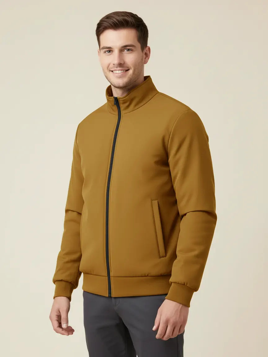 Payper Winter Zipper Mockneck Jacket For Men-Golden Brown-PH21