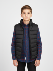 Payper Winter Sleeveless Zipper Mockneck Jacket For Kids-Black-PSJ02