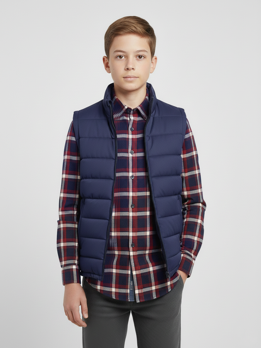 Payper Winter Sleeveless Zipper Mockneck Jacket For Kids-Dark Navy-PSJ01