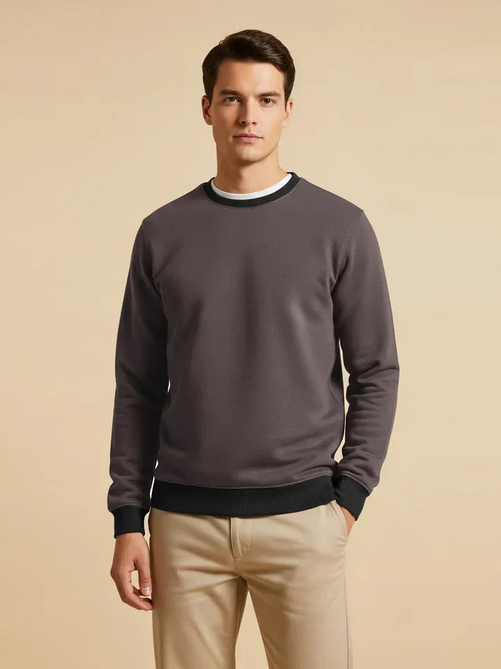 ZARA Fleece Funky Style Sweatshirt For Men-Chocolate Brown with Black-BE2549