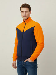 Payper Winter Zipper Mockneck Jacket For Men-Orange & Dark Navy-PH27